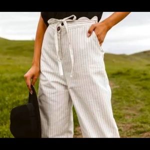 High waisted wide leg cotton dress pants